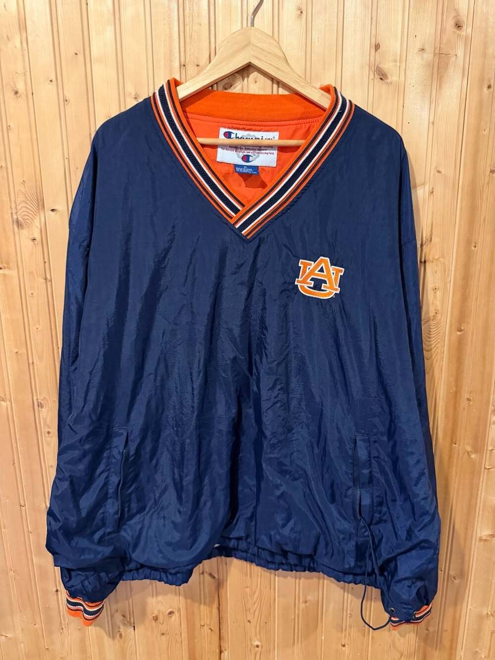 Vintage Champion Auburn Tigers V-Neck Pullover Windbreaker Jacket XL